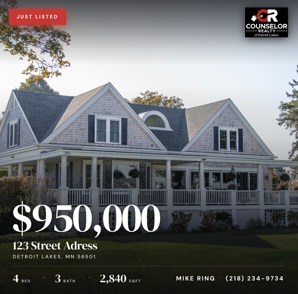 A real listing post Mike Ring built with his Rovoos tool — Counselor Realty of Detroit Lakes