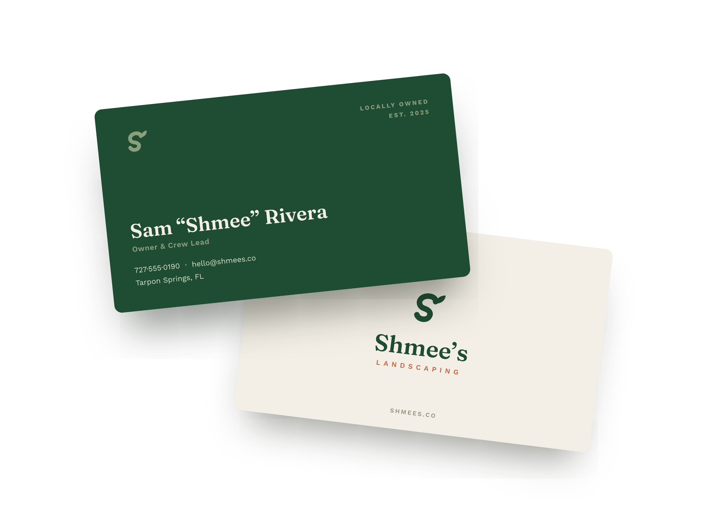 Shmee's Landscaping business cards designed by Rovoos
