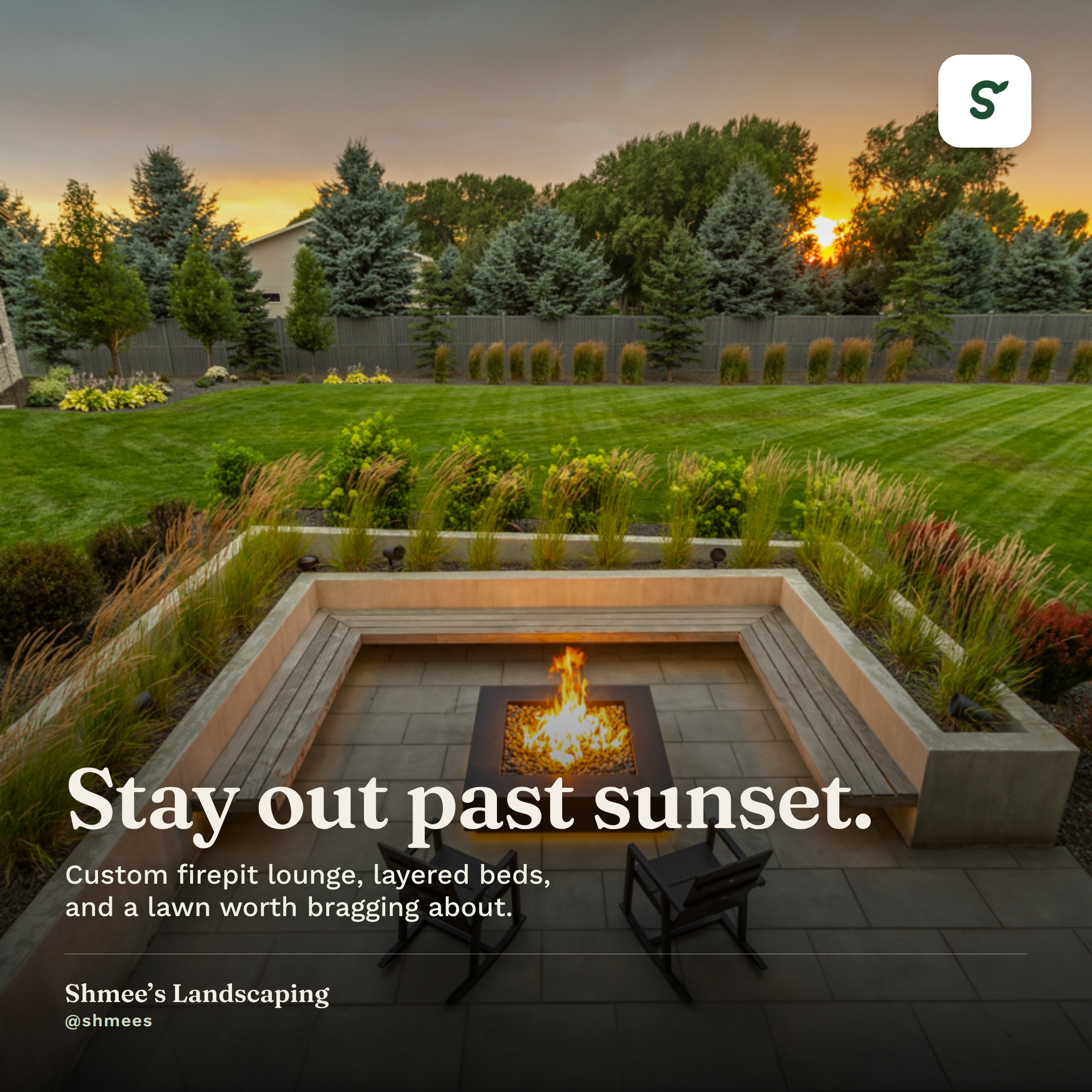 Shmee's Landscaping organic social post designed by Rovoos